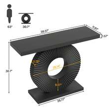 Tribesigns Modern Console Table With Geometric Base, 40 Inch Wood Entryway Table Sofa Table Narrow Long, Contemporary Accent Table For Living Room, Entryway, Hallway - Black - View 8
