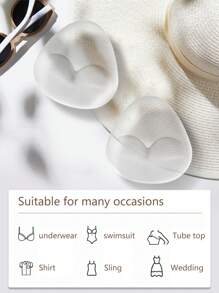 1 Par de Enchimentos de Sutiã de Silicone Reutilizáveis - Almofadas Push-Up Invisíveis para Roupas de Banho e Lingerie, Realçadores Macios e Grossos para Elevação Natural do Busto, Ideal para Biquínis, Vestidos e Looks com Alças