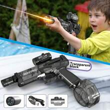 Pistolet à eau électrique avec effet lumineux et sonore, jouet d'arrosage à tir multiple et longue portée puissant pour garçons