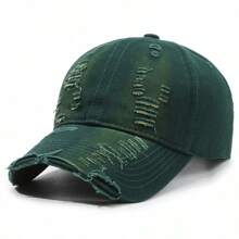 1pc Distressed Casual Denim Baseball Cap, Lightweight Adjustable Trucker Hat, Sun Protection, Woven Craft, Hand Wash/Dry Clean