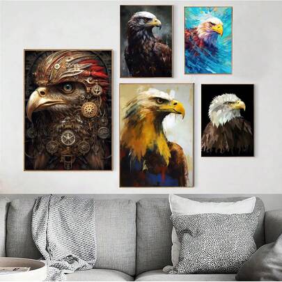 1pc /3PCSWall Arts Posters Optional Frame Vintage Animal Eagle Portrait Poster Fancy Poster For Living Room Bar Retro Decorative Painting Frameless/Framed Canvas Art