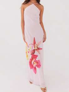 Women Long Dresses - Pink - View 2
