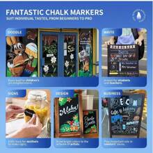 8pcs Colored Liquid Chalk, Suitable For Blackboard, Calendar, Glass, Neon Pen, Washable Window Marking Paint And Painting, Suitable For Wet Wiping Of Cars, Pubs, Mirrors, Chiseling Tips Back To School