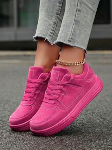 Women's Simple Patchwork Comfortable Khaki Flat Casual Shoes, Personalized Fashion Business Lace-Up Skateboard Sneakers