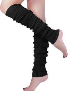 1 par de calentadores de piernas tejidos para mujer - unicolor hasta la rodilla, ideal para actividades deportivas