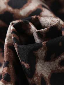 Women's Single-Breasted Collar Casual Leopard Print Top - Multicolor - View 9