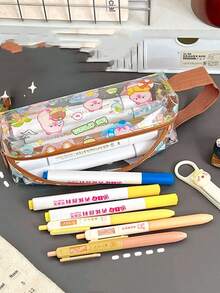 High-Quality Cartoon Style Large Capacity Card Holder Pen Bag, Cute Transparent Pencil Case For Students - Multicolor - View 4