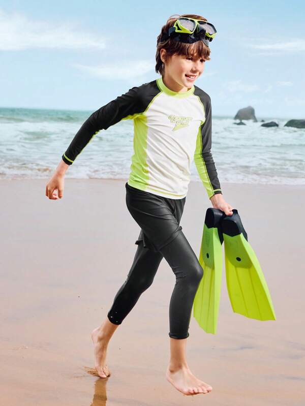 Balabala Boys' 2 Pieces Swimsuit, Chlorine-Resistant & UV Protection