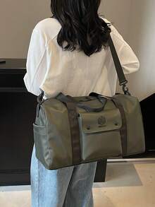 Large Capacity Waterproof Round Travel Duffel Bag With Separate Dry/Wet Compartment, Shoe Compartment, Suitable For Short Trips, Training, Business Trip, Sports, Gym, Swimming, Beach, Hiking, Camping, Weekends, Airplane Carry-On, 30L - Green - View 4