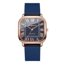 1pc Women's Casual Square Dial Roman Numeral Silicone Band Quartz Wristwatch, Fashionable Elegant Style (1pc/Set), Excluding Watch Box