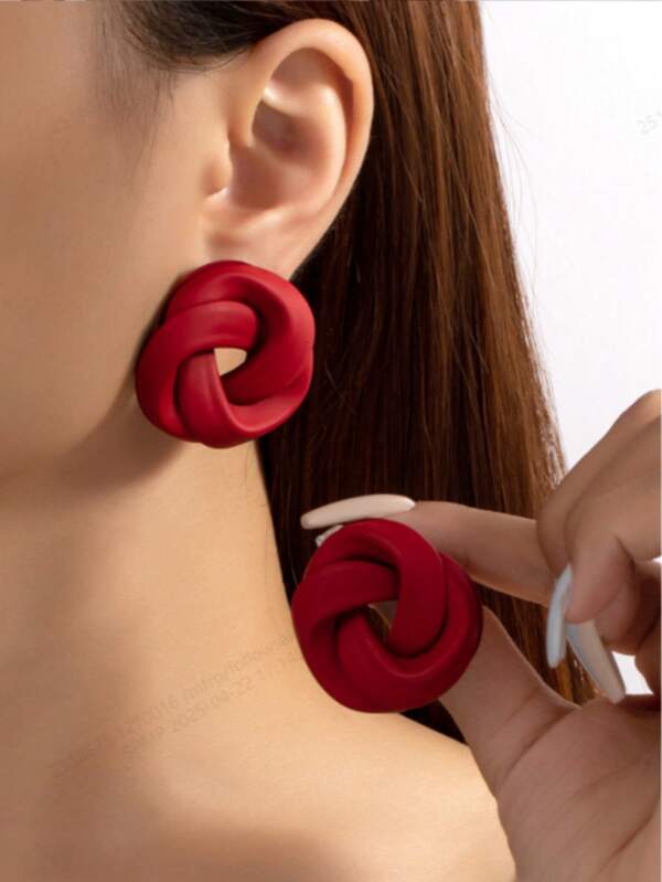 1 Pair Minimalist Wrapped Painted Women Stud Earrings, Everyday Wear Earrings