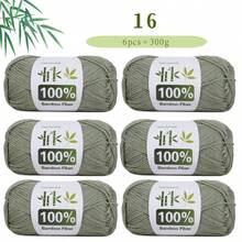 6 包 300 克竹纤维纱线，透气舒适，适合钩编、针织 T 恤、披肩、围巾、毛衣、夹克、帽子、开衫和配饰，春、夏、秋手工必备，柔软顺滑的纱线