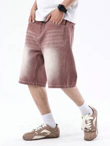 Men's Loose Casual Denim Shorts With Pockets, Versatile Summer Jeans Shorts - Redwood - View 5