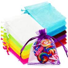 50/100pcs Wine Red Gift Packaging Bags, Dark Red Organza Candy Bags, Multicolor Mixed Wedding Candy Bags, Wedding Necessities Gift Bags, Tableware, Outdoor Storage Bags, Wedding Candy Packaging Bags, Multiple Sizes, Various Festival Party Packaging Supplies, Holiday Home Goods, Holiday Wedding Party Gift Packaging Supplies, Festival Activities And Party Supplies