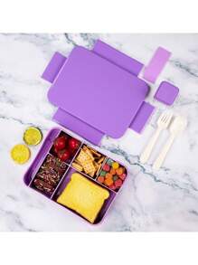 1 pezzo Contenitore per il pranzo con scomparti sigillati e grande capacità, con forchetta e cucchiaio, Lunch box bento a tenuta stagna con scomparti, riutilizzabile, portatile, adatto per microonde, contenitore per alimenti, contenitore per insalate e frutta, ideale per l'ufficio, viaggi all'aperto e forniture per il ritorno a scuola