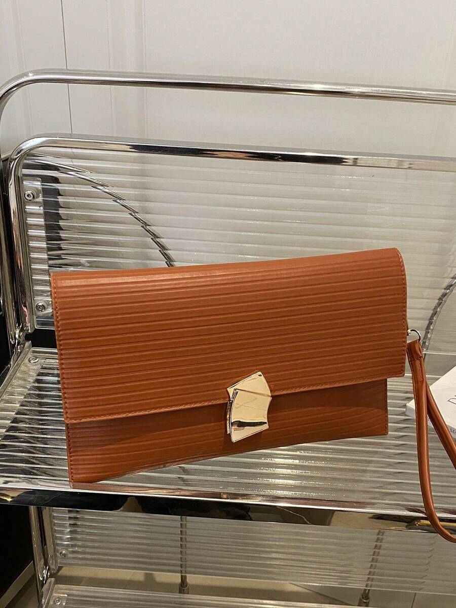 New Fashion Minimalist Design Solid Color Envelope Handbags, Vintage Style Women Bag - Brown - View 1