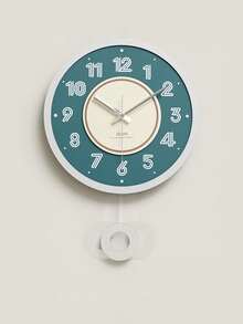 WOZOOM Wozoom Modern Minimalist Round Wall Clock, Overall Beige & Brown Color Scheme, Concise And Elegant. The Dial Features Bold Numeral Lines, Central Brown Circular Ring With Silver Pointers, Sophisticated Design. Pendulum Swing At The Bottom Adds Liveliness. Perfect Home Decor Choice For Living Room, Bedroom, Etc.