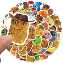 58Pcs Funny Smiling Food Meme Stickers Funny Chicken Nugget Stickers Meme Stickers Fruit Face Stickers Spoof Graffiti Decal Meme Gifts Vinly Waterproof Stickers For Water Bottle, Hydroflask, Guitar, Luggage, Phone, Case, Laptop, Skateboard, Gift