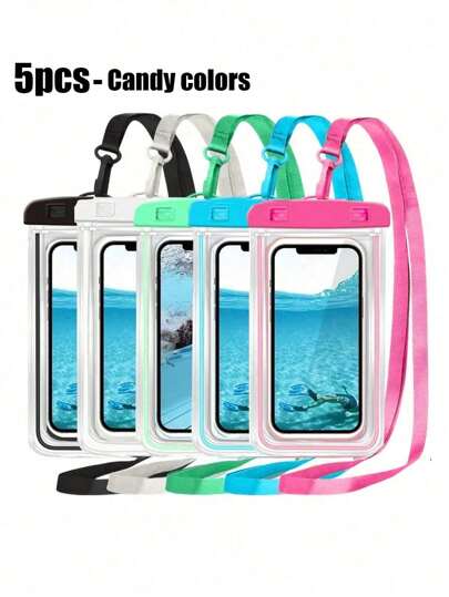 Capa de celular à prova d'água, 5/3/1 peça, bolsa casual à prova d'água para celular, bolsa de PVC para férias, praia, bolsa esportiva, material escolar, material escolar para estudantes