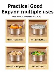 Stainless Steel Airtight Meal Prep Containers. Leak-Proof, Portable, Fridge & Freezer Friendly, Microwave Friendly. Stainless Steel Lunch Box For Long-Lasting Food Freshness, Kitchen Storage Solution - Multicolor - View 7