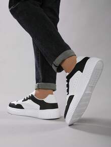 Women's Black & White Casual Sports Shoes | Round Toe Comfort & Lightweight Versatile Design | All-Season Outdoor Sneakers With Soft Strap For Holiday-Ready Style - Black and White - View 3