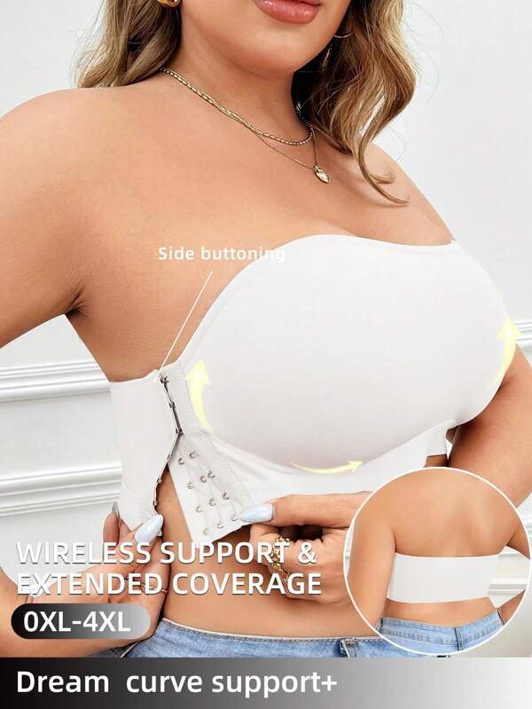 Plus Size Women Side Snap Camisole Bra, Soft & Comfortable Unlined Pullover Bra