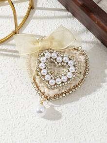 1pc Elegant Heart Shaped Handmade Fabric Brooch, Luxury Jewelry Badge, Date Gift, Suitable For Daily Wear - classic - View 4