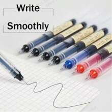 Generic 8Pcs Rolling Ball Pens, Quick-Drying Ink 0.5 Mm Extra Fine Point Pens, Liquid Ink Pens, Rollerball Pens, 3 Colors Ballpoint Pens Set For Home Study Office(Black*4, Red*2, Blue*2)