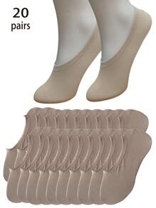 8/15/20/30 Pares de calcetines invisibles de tobillo de unicolor para hombre, transpirables, de secado rápido, anti-olor, suaves, con tela que absorbe la humedad, apropiados para hombres, mujeres, parejas, uso diario, deportes, exterior, primavera, verano, otoño