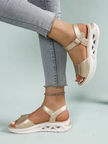 Women's Flat Sandals, Fashionable Summer Sports Sandals, Lightweight & Comfortable Buckle Sandals, Suitable For Holiday, Travel, Party, Beach, Match With Skirts And Dresses
