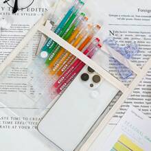 1 Stück großer Organizer Stiftbeutel, Stifte nicht enthalten, mit drei Fächern, geeignet für bis zu 108 Schreibstifte, sichtbarer Stiftbeutel, für Marker, Schreibwaren, Mäppchen, Federmäppchen, Schultasche
