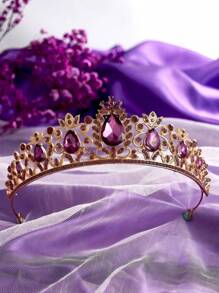 1 pieza Diadema de lujo con diseño de corona con decoración de strass para mujer, para decoración, usado para decoración de bodas, fiestas, concursos de belleza, ceremonias de adultos, baile, desfiles de moda y decoración floral, decoración de pasteles, decoración navideña