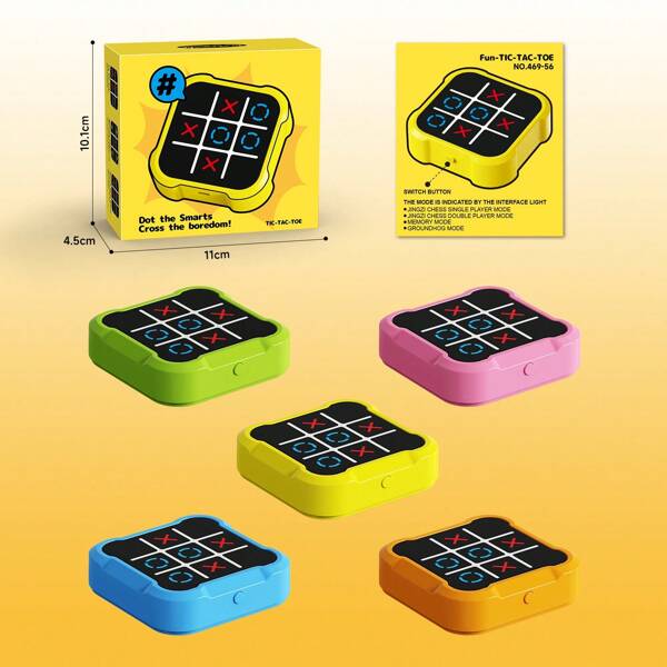 Jeu électronique portatif 3-en-1 mini morpion, jeux de puzzle console de jeu familial, entraînement cérébral, comprend morpion, mémoire éclair, jeux de voyage amusants pour enfants et adultes (couleurs et détails sont aléatoires)