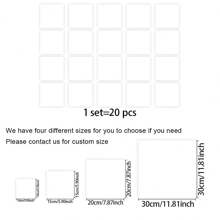 20 piezas de adhesivos de pared de cristal blanco duro para azulejos, adhesivos de pared autoadhesivos resistentes al aceite para renovación del hogar, baño y decoración, disponibles en tamaño 30x30 cm, cortables, adecuados para decoración del hogar, material de película de cristal talla grande grueso, resistente al desgaste y talla grande accesorios de pared, papel tapiz, artículos y decoración de cocina