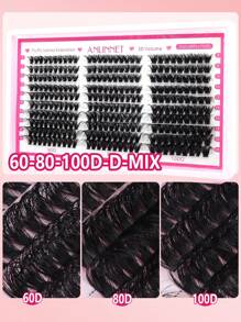 300 Naturally Fluffy 3D False Eyelashes C/D Curl Makeup Eyelashes Extended By 30D+40+50D+60D+80D+100D Eyelash Clusters Mixed With Large Capacity Pink Packaging, Women's Makeup Eyelash Tool, Thick Eyelashes