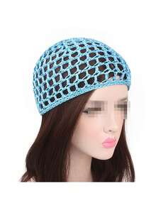 قبعة شبكية يدوية للشعر لإحاطة الشعر للسيدات، قبعة نوم ذات لون أحادي لعناية الشعر