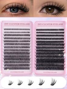 560pcs/Pack Single Cluster False Eyelashes, High Capacity, 30D+50D/40D+80D/60D+80D D-Curl Voluminous, 9-16mm, DIY Eyelash Clusters, Natural Look, Thick & Long, Ultra Soft & Lightweight, Reusable, Single Strand Segmented False Lashes, Eyelash Extension Kit Includes Makeup Tools, Adhesive, Sealant & Tweezers, Suitable For Home Or Outdoor Use, Applicable For Daily Life, Wedding, Date, Party, Music Festival, Halloween, Etc. - 黑色 - 查看 16