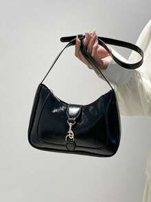 Modna damska torba na ramię, minimalistyczna i praktyczna, wielofunkcyjna - Czarne - Zobacz 8