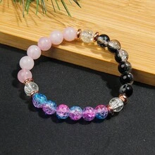 波西米亚风格爱情手链，月光石玫瑰石英水晶信任与和谐手链冥想珠宝女士礼物 - 彩色 - 查看 7
