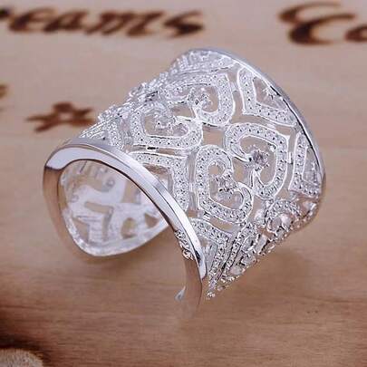 Factory Price 925 Sterling Silver Plated Ring Jewelry Noble Charms Women Lady Crystal Gorgeous Wedding Party
