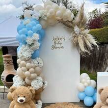 BabyShower Balloon Garland Arch Kit 137pcs Macaroon Blue White Sand Ivory Balloons For Valentine's Day Decorations Gender Reveal Boho Wild One Birthday Theme Party