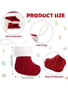 Decoraciones navideñas - Juego de cubiertos en forma de calcetín navideño miniatura, 12 piezas, calcetines navideños clásicos pequeños para decorar la chimenea, decoraciones colgantes para fiestas navideñas