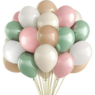 25/40/50 Stücke Rosa & Olivgrüne Luftballons, 50 Stücke 12 Zoll Braun Natürlich Bohemien Weiße Luftballons, Geeignet für Damen Geburtstag, Bridal-Shower, Hochzeit, Teeparty Dekoration