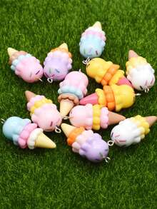 6pcs/Pack Resin Imitation Cute Ice Cream Pendant For DIY Earrings, Necklace, Keychain, Wholesale Jewelry Components - Various Styles - View 10