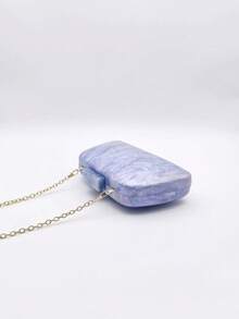 Blue Acrylic Clutch Bag With Glitter Accent, Hard Box Purse Suitable For Wedding, Party, Prom, Formal Dress, Crossbody - Baby Blue - View 9