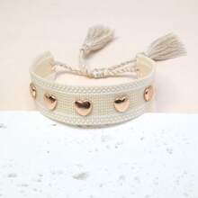 1 Stück handgemachtes Boho Makramee-Armband mit Herz und Quasten, verstellbar, geeignet für Freunde, Familie, Studenten, Feiertagsgeschenke, Party, Reisen, Hochzeitsbekleidung