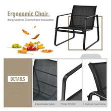 3 Pieces Patio Bistro Furniture Set With Glass Top Table Garden Deck Black - Multicolor - View 5