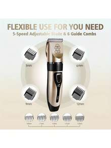Rechargeable Low Noise Cordless Electric Pet Clipper For Grooming Dogs And Cats, Dog Hair Clipper Kit For Various Sizes And Lengths Of Pet Hair, Pet Hair Trimmer For Cats And Dogs, Professional Pet Shaving Machine