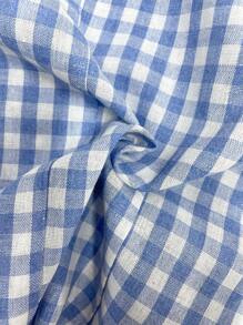 Blazer corto, senza maniche, in poliestere-cotone, con motivo a quadri, ideale per uso casual e vacanze, per donna