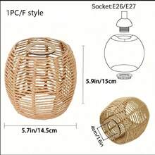 Leishizhiguan E27 Lampshade/Clip On Hand Woven Paper Rope Lampshade Can Be Used For Living Rooms, Bedrooms, Floor To Ceiling Lampshades, New Chinese Style Homestays, Hotels, Restaurants, Pendant Lights, Wall Lights, Small Lampshades According To Size (Lampshade Only) Best Gifts Birthday Graduation